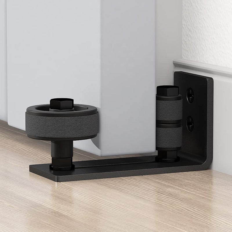 SKYSEN 2 Pack Barn Door Floor Guide Wall Mount Stay Roller,8 Setup Options, Flush Bottom,Black Powder Coated,Felt Strip, Countersunk Holes for Barn Door(706-2 Pack) - Image 2